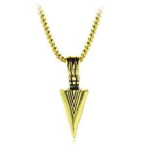 STAINLESS STEEL GOLD ARROWHEAD DAGGER PENDANT UNISEX NECKLACE